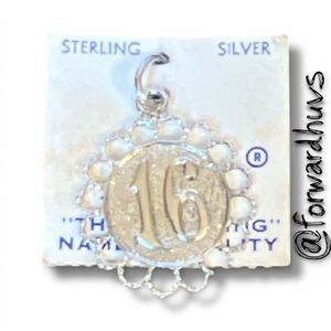 Sterling Silver “16” Pendant – Original Card – Gift‑Ready – Under 1”